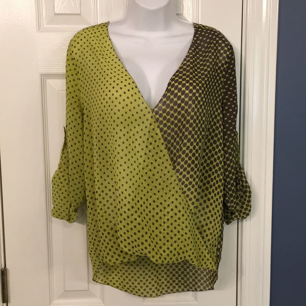 New Chelsea and Violet Sheer polka dot Blouse Med